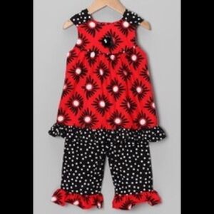 Molly &Abbott (3)2piece outfit Red&Black floral